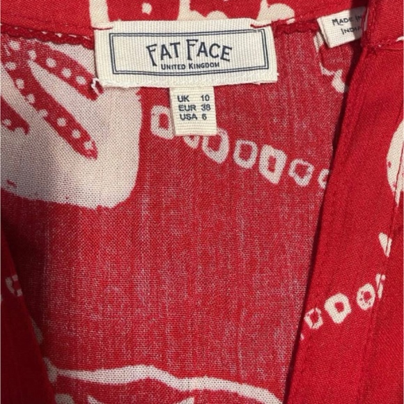 Fat Face Red Floral Printed Top Size US 6 - Picture 3 of 7